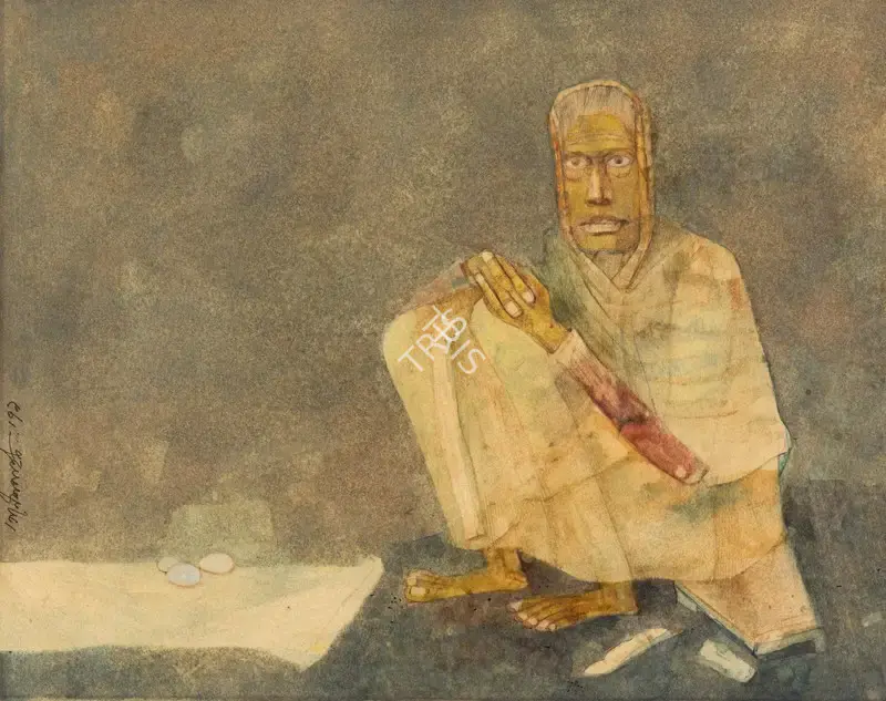 Ganesh Pyne (Artist), The Egg-Seller, 1979, Painting