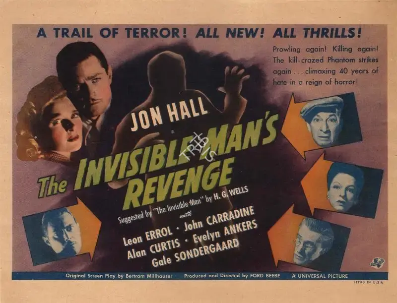 Ford Beebe (Director), The Invisible Man's Revenge, 1944, Handbill