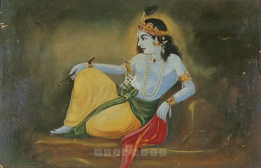 Ustad Allah Bukhsh (Artist), Krishna In Contemplation, 1924, Painting