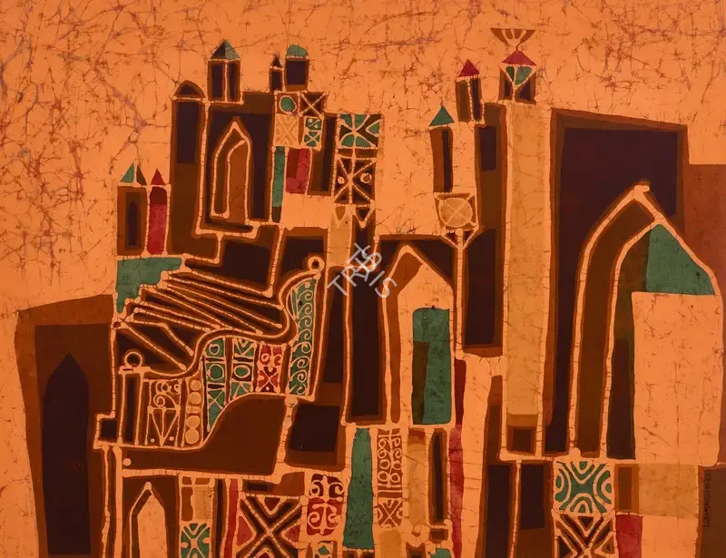 K. Laxma Goud (Artist), Untitled (Cityscape), 1967, Painting