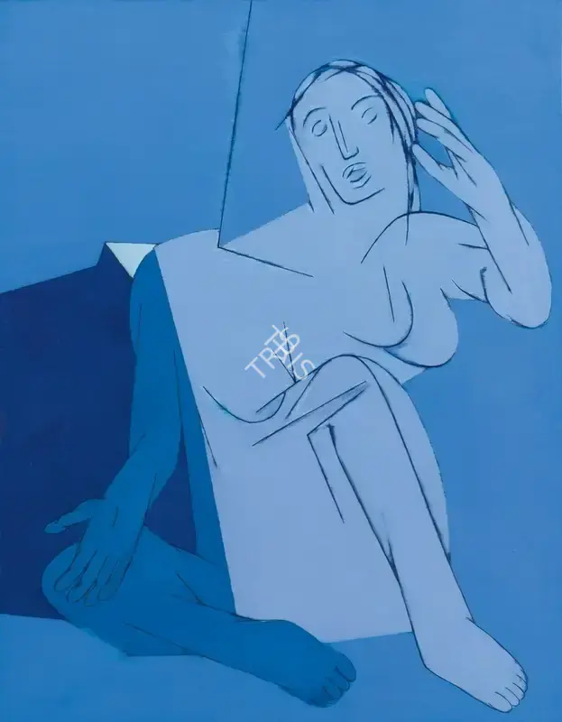 Tyeb Mehta (Artist), Blue Painting, 1982, Painting