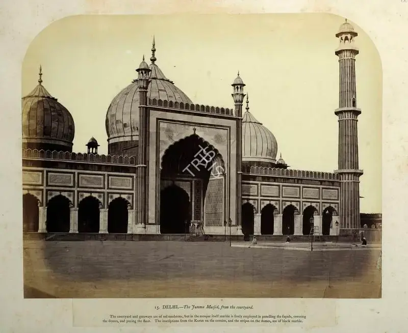 Eugene Clutterbuck Impey (Photographer), Delhi - The Jumma Masjid from the courtyard, Antiquarian Photograph