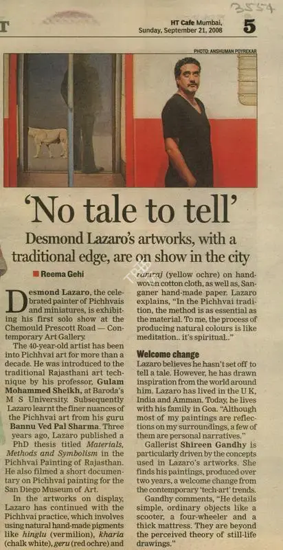 Reema Gehi (Reporter), No Tale to Tell, 2008, Newspaper Clipping