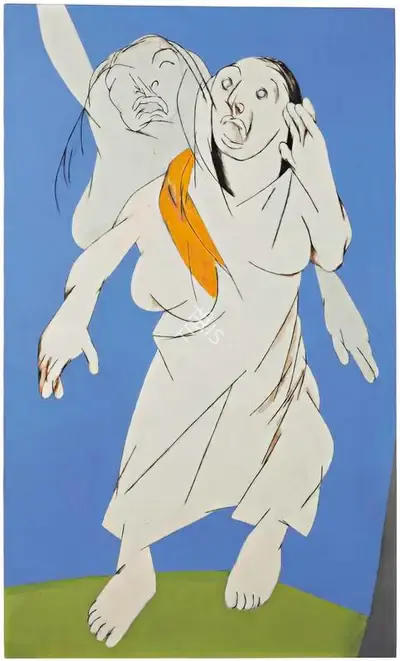 Mehta, Tyeb (Artist). Two Figures, 1994 | Painting, Ch.NeY/21.03.18, 2018 · Christie's