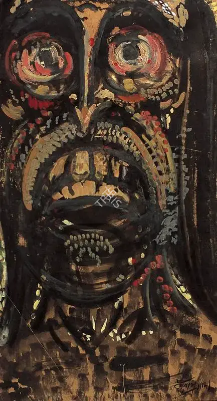 D.P. Roy Chowdhury (Artist), Demon, 1951, Painting