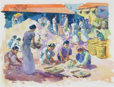 S.H. Raza (Artist), Untitled, 1945, Painting