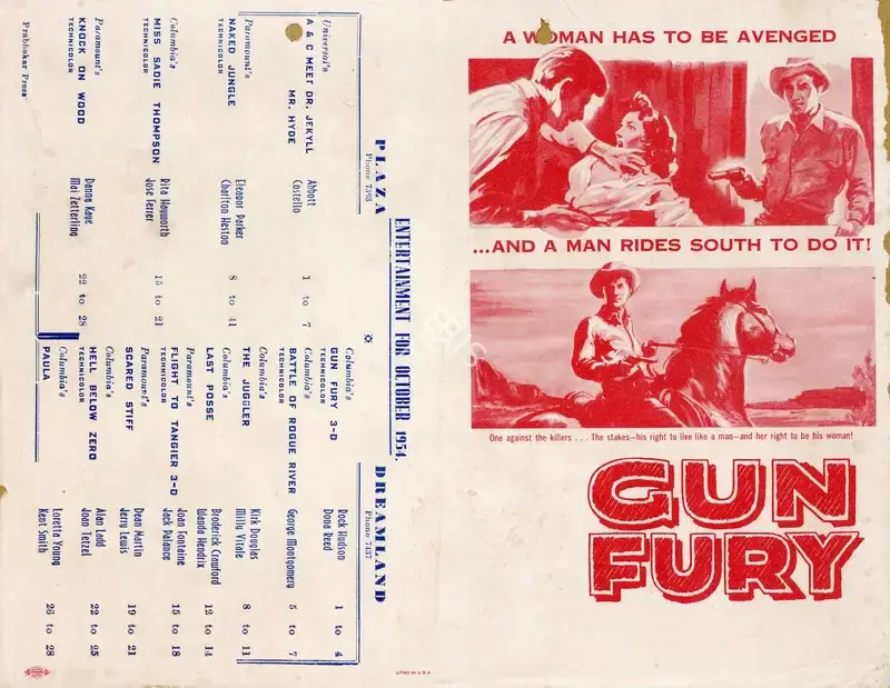 Raoul Walsh (Director), Gun Fury, 1953, Handbill