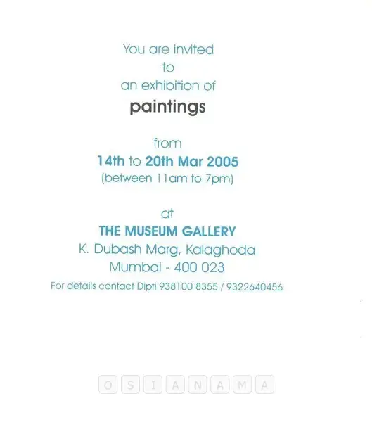 Sohan Qadri (Artist), Sohan Qadri, 2005, Solo Exhibition Invitation