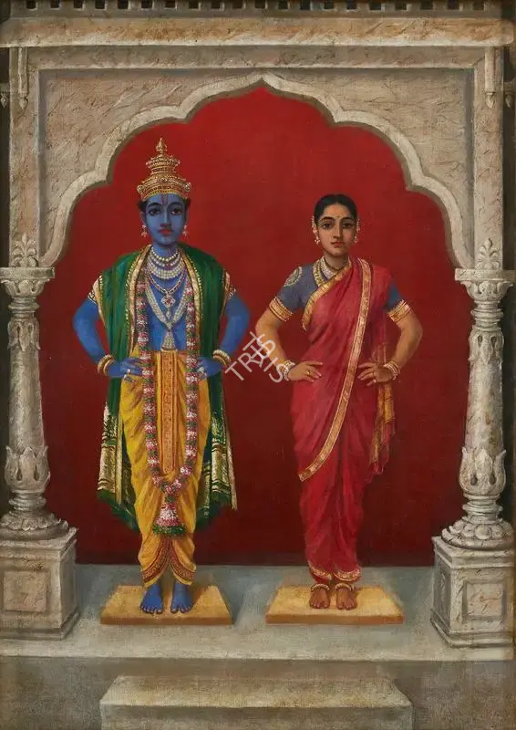 Varma, Raja Ravi (Artist). Pandurangavittal and Rakhumaye (Krishna and Rukmini), n.d. | Painting, Pu.Onl/07.12.23, 2023 · Pundole