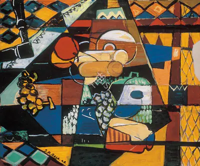 S.H. Raza (Artist), Studio with Still-Life, 1949, Painting