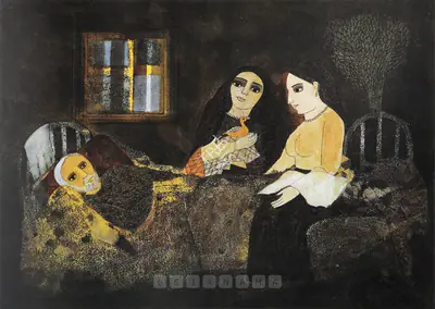 Badri Narayan (Artist), The Recounting Of The Hamsa Jataka, 1992, Painting