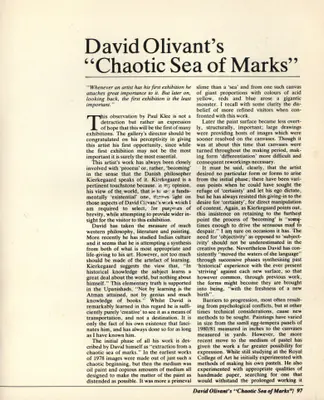 Andrew Campbell (Essayist), David Olivant's "Chaotic Sea of Marks", 1987, Essay