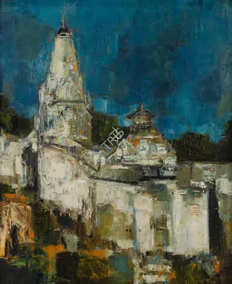 Raza, S.H. (Artist). Temple. Oil on canvas, 1959 | Painting | FineArts | 00577142