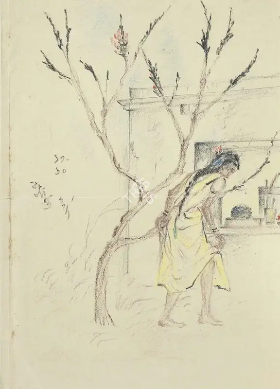 Nandalal Bose (Artist), Untitled (Basant), 1960, Drawing