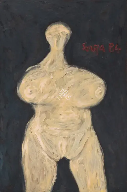 F.N. Souza (Artist), Nude, 1984, Painting