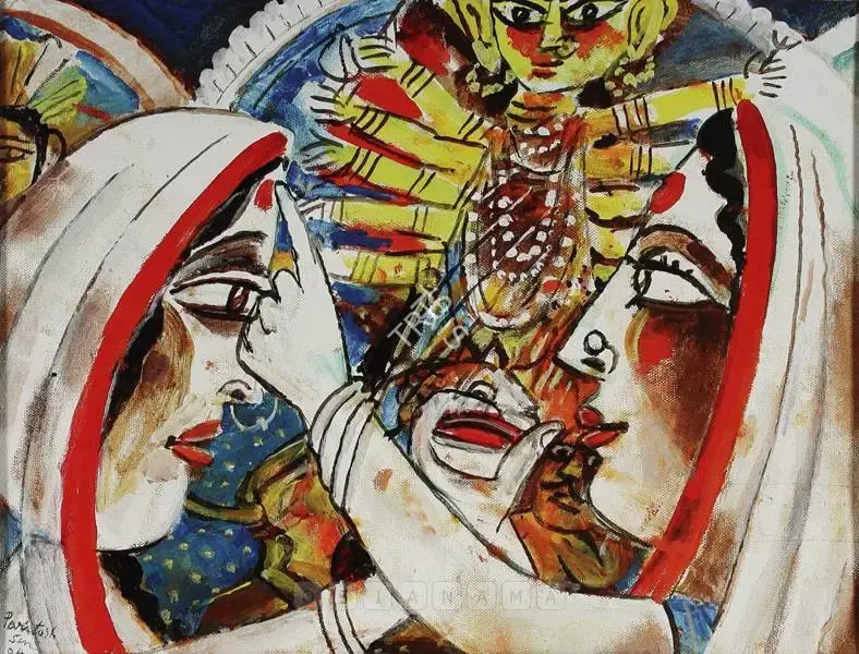 Paritosh Sen (Artist), Sindoor Khela, 2004, Painting