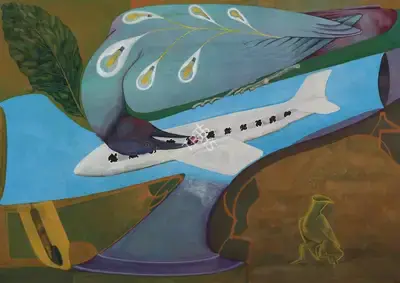 Anandajit Ray (Artist), Sky Feeder (Version 1), 2021, Painting