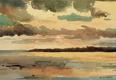 S.H. Raza (Artist), Untitled, 1945, Painting