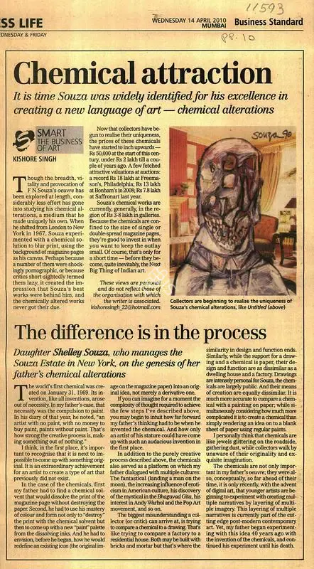 Kishore Singh (Writer), Chemical Attraction, 2010, Newspaper clipping