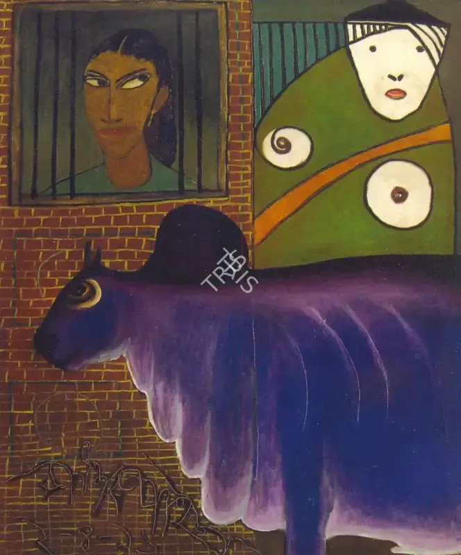 M.F. Husain (Artist), Window, 1996, Painting