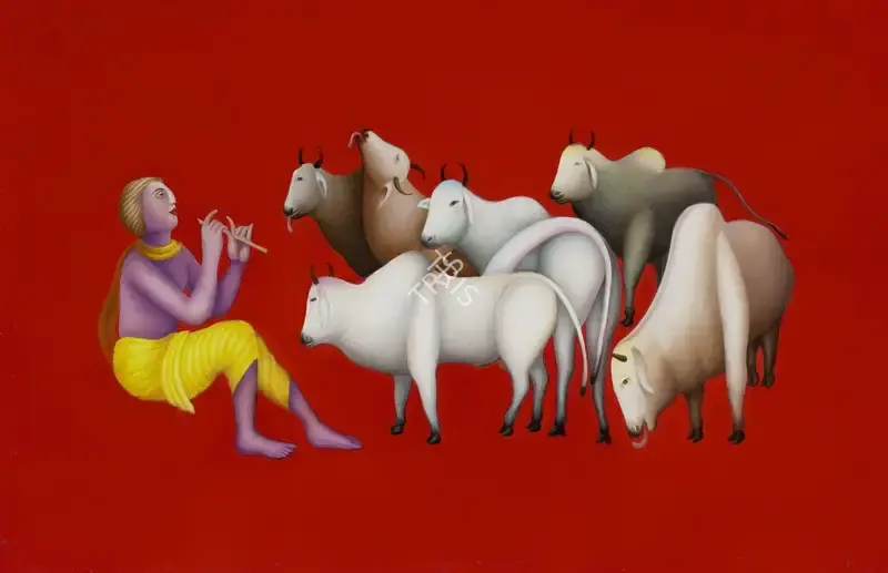 Manjit Bawa (Artist), Untitled (Krishna Fluting), 1995, Painting