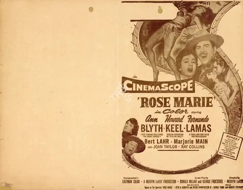 Mervyn LeRoy (Director), Rose Marie, 1954, Handbill