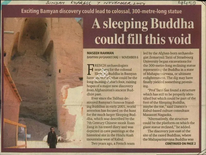 Maseeh Rahman (Reporter), A Sleeping Buddha Could fill this void, 2004, Newspaper Clipping