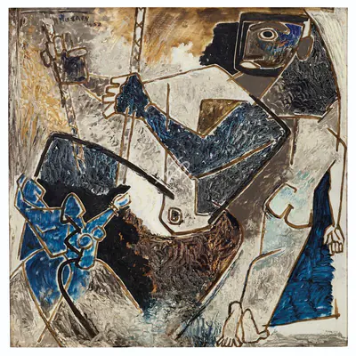 Husain, M.F. (Artist). The Pull, 1952 | Painting, Ch.NeY/23.09.20, 2020 · Christie's