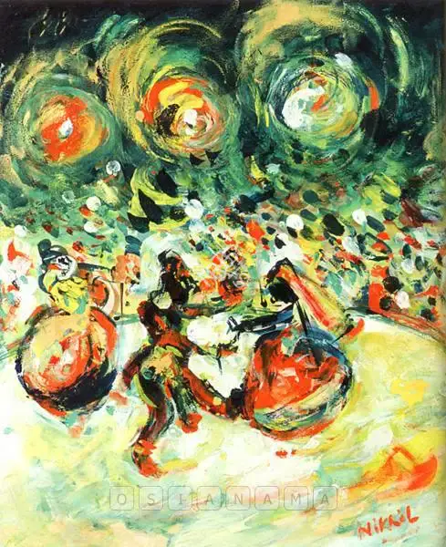 Nikhil Biswas (Artist), The Performance, 1950, Painting