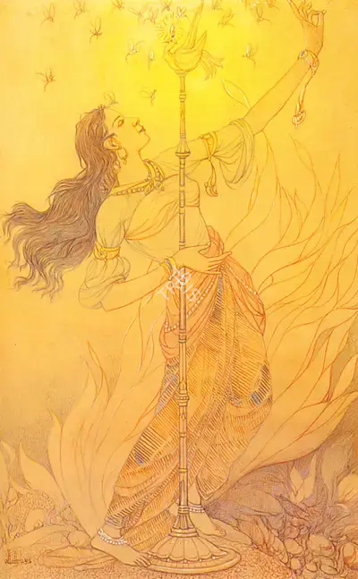 Ustad Allah Bukhsh (Artist), Deepak Raag, Painting