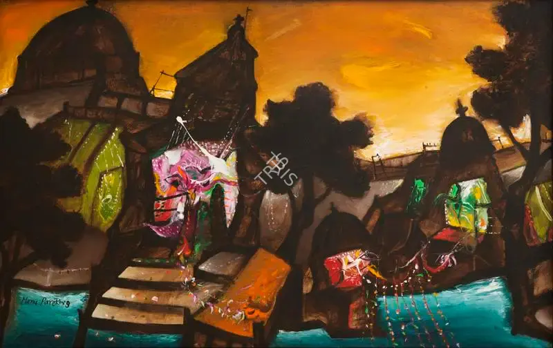 Manu Parekh (Artist), Banaras at Sunrise, 2009, Painting