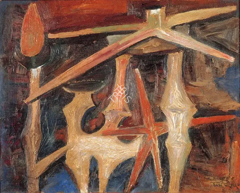 S.K. Bakre (Artist), Flame Under the Sea, 1960, Painting