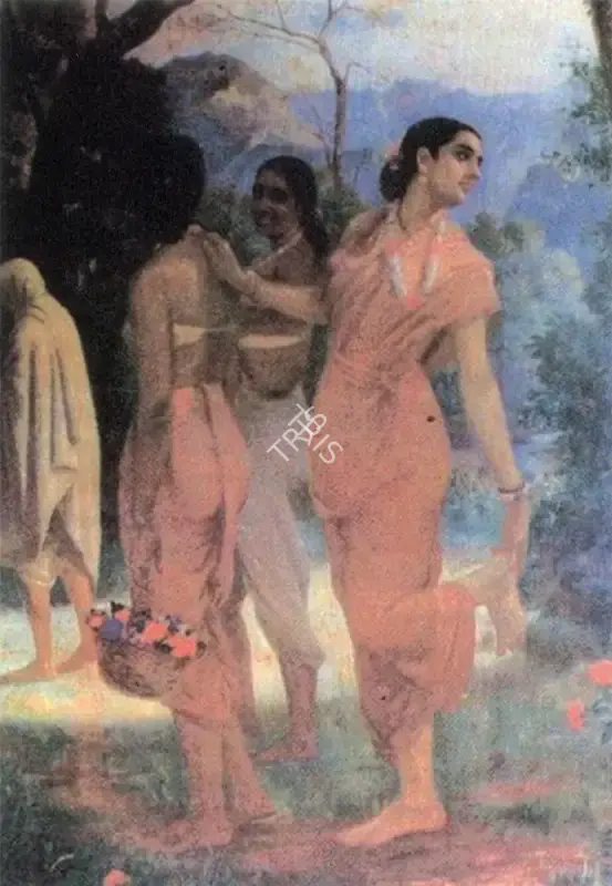 Raja Ravi Varma (Artist), Shakuntala Looks Back in Love, Oleograph