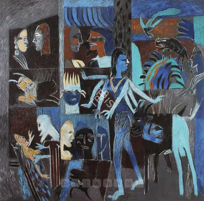 Subramanyan, K.G. (Artist). Odd Encounters, 1994 | Painting, Sa.Onl/02.03.05, 1994
