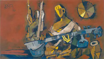 M.F. Husain (Artist), Orchestra, 1960, Painting