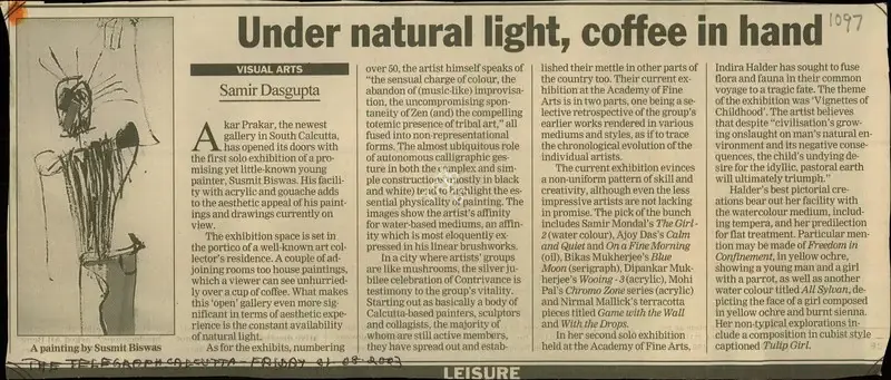 Samir Dasgupta (Reporter), Under Natural Light, Coffee in Hand, 2003, Newspaper Clipping