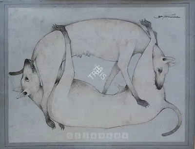 Lalu Prasad Shaw (Artist), Love, 1990, Painting