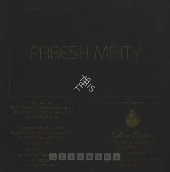 Paresh Maity (Artist), Paresh Maity, 1993, Solo Exhibition Invitation