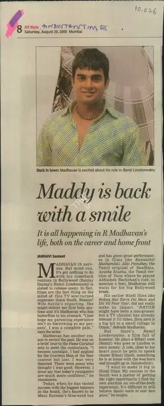 Janhavi Samant (Reporter), Maddy is back with a smile, 2005, Newspaper Clipping