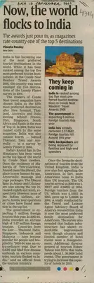 Vineeta Pandey (Reporter), Now, the world flocks to India, 2005, Newspaper Clipping