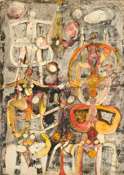 Avinash Chandra (Artist), Figures, 1962, Painting
