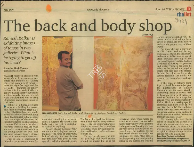 Jasmine Shah Varma (Reporter), The Back and Body Shop, 2003, Newspaper Clipping