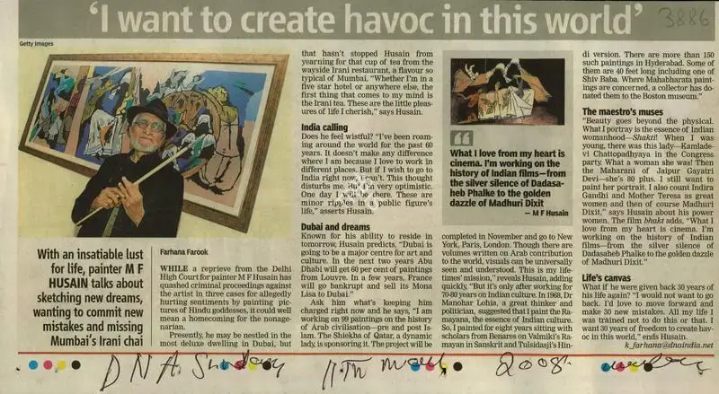 Farhana Farook (Reporter), I Want to Create Havoc in This World, 2008, Newspaper Clipping