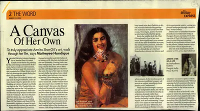 Maitreyee Handique (Reporter), A Canvas of Her Own, 2006, Newspaper Clipping