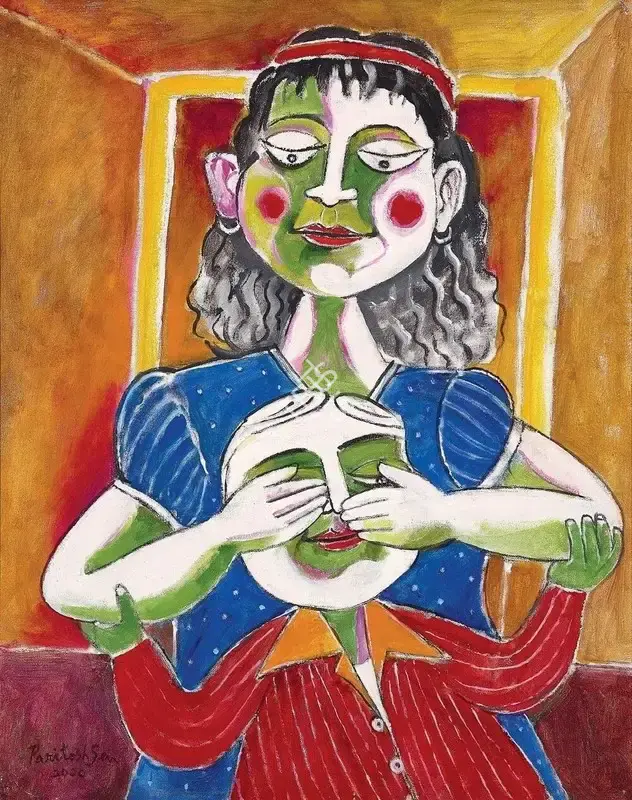 Paritosh Sen (Artist), The Guessing Game, 2000, Painting