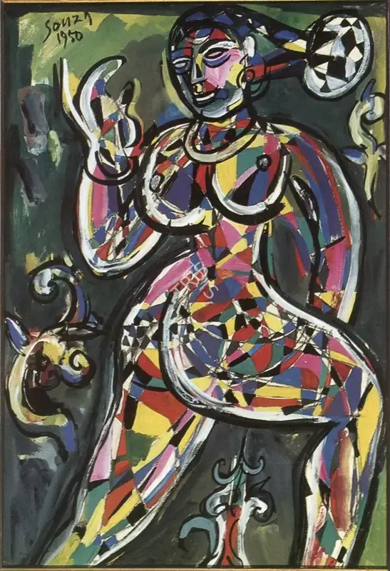 F.N. Souza (Artist), Dancing Girl, 1950, Painting