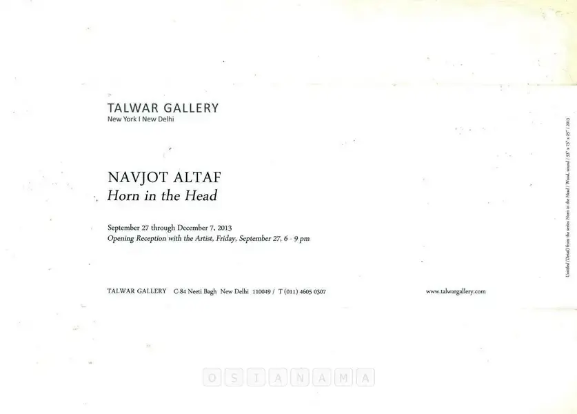 Navjot (Artist), Navjot Altaf, 2013, Solo Exhibition Invitation