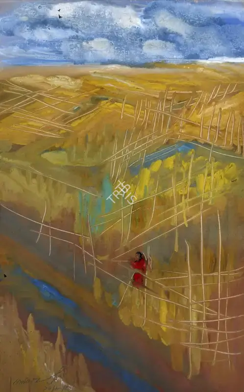 Gopal Ghose (Artist), Untitled (Landscape of a Farm), 1952, Painting