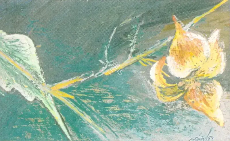 Gopal Ghose (Artist), Flower, 1957, Painting