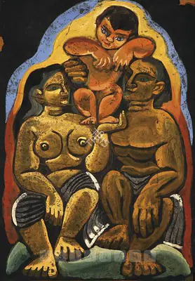 Chittaprosad (Artist), Family, 1947, Painting